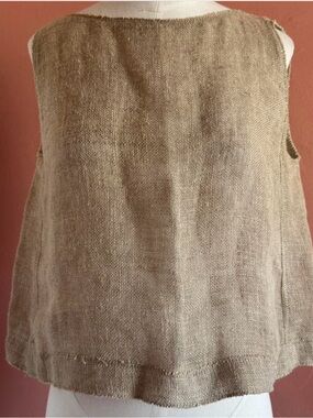Vintage Fendi Natural Beige Linen Blend Sleeveless Top